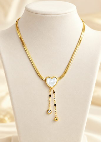 Pearl Heart Drop Necklace