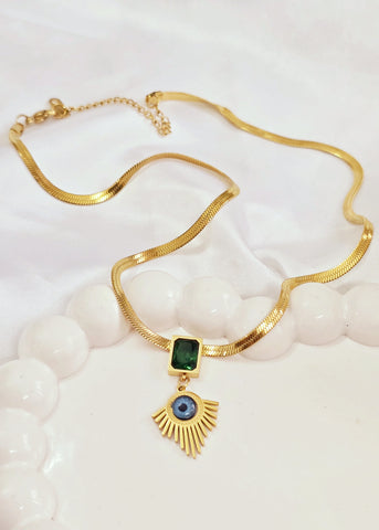 Adorniv Emerald Luxe Trio Set – Necklace, Earrings & Bracelet