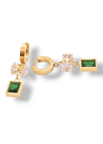 Adorniv Emerald Dangle Hoop Earrings – Luxe Green Gold