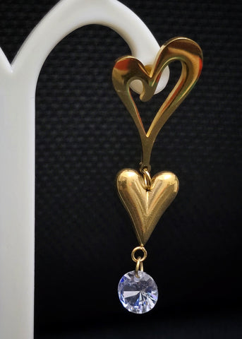 Adorniv Golden Odd-Even Heart Dangle Earrings