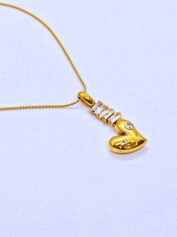 Adorniv Golden Heartline Pendant Necklace
