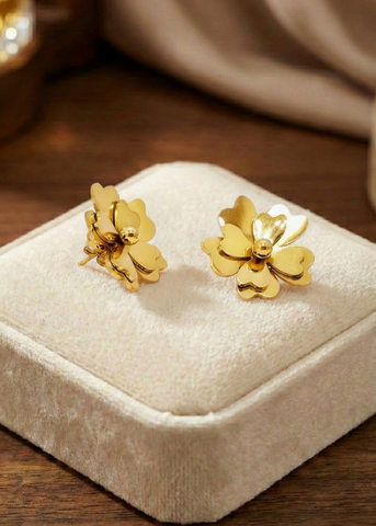 Adorniv 3D Floral Gold-Tone Stud Earrings