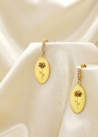 Adorniv Rose Emblem Drop Earrings