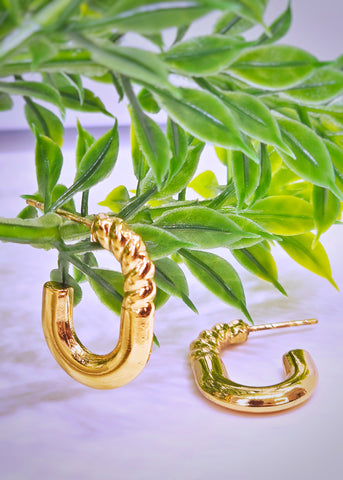Adorniv Golden Molten Half-Hoop Earrings