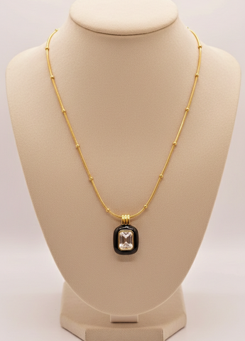 Adorniv Black Enamel Pendant Necklace