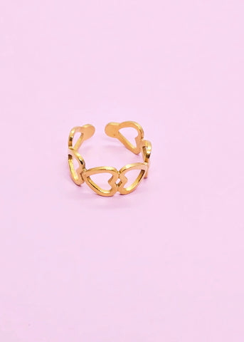 Adorniv Golden Hearts of Love Ring