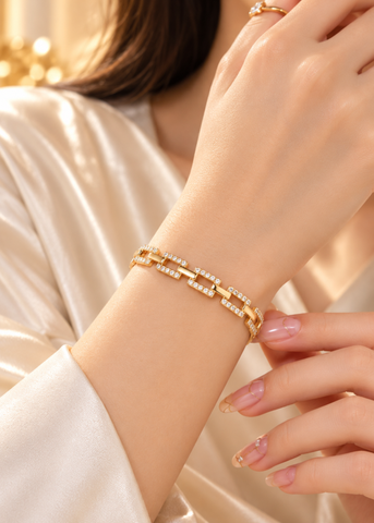 Crystal Link Bangle Bracelet