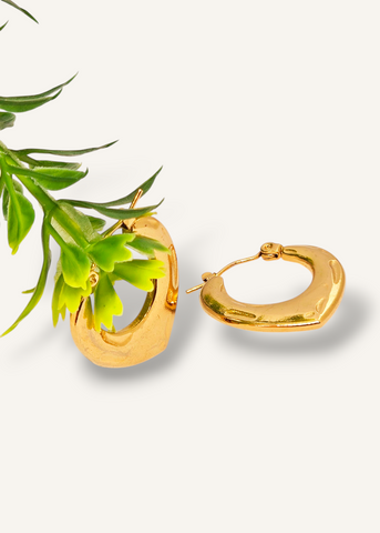 Adorniv Golden Puffed V Hoop Earrings