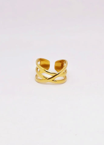Golden Criss-Cross Luxe Adjustable Ring