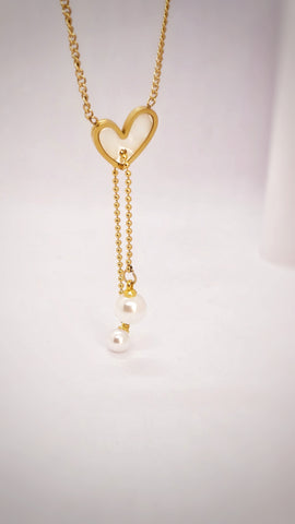 Adorniv Heart Pearl Drop Chain