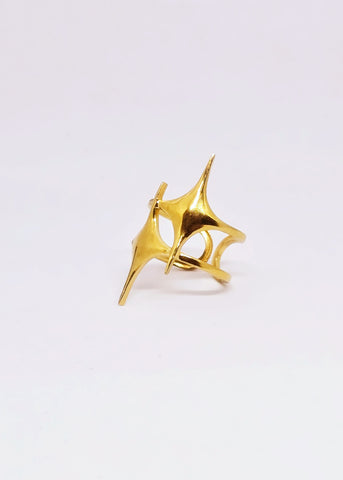 Adorniv Golden Starlight Statement Ring
