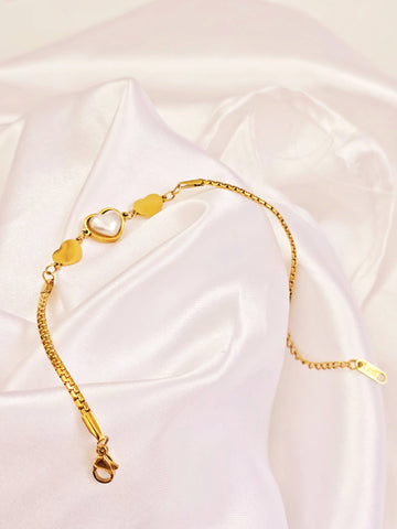Adorniv Golden Heart Pearl Bracelet