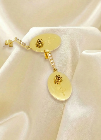 Adorniv Rose Emblem Drop Earrings