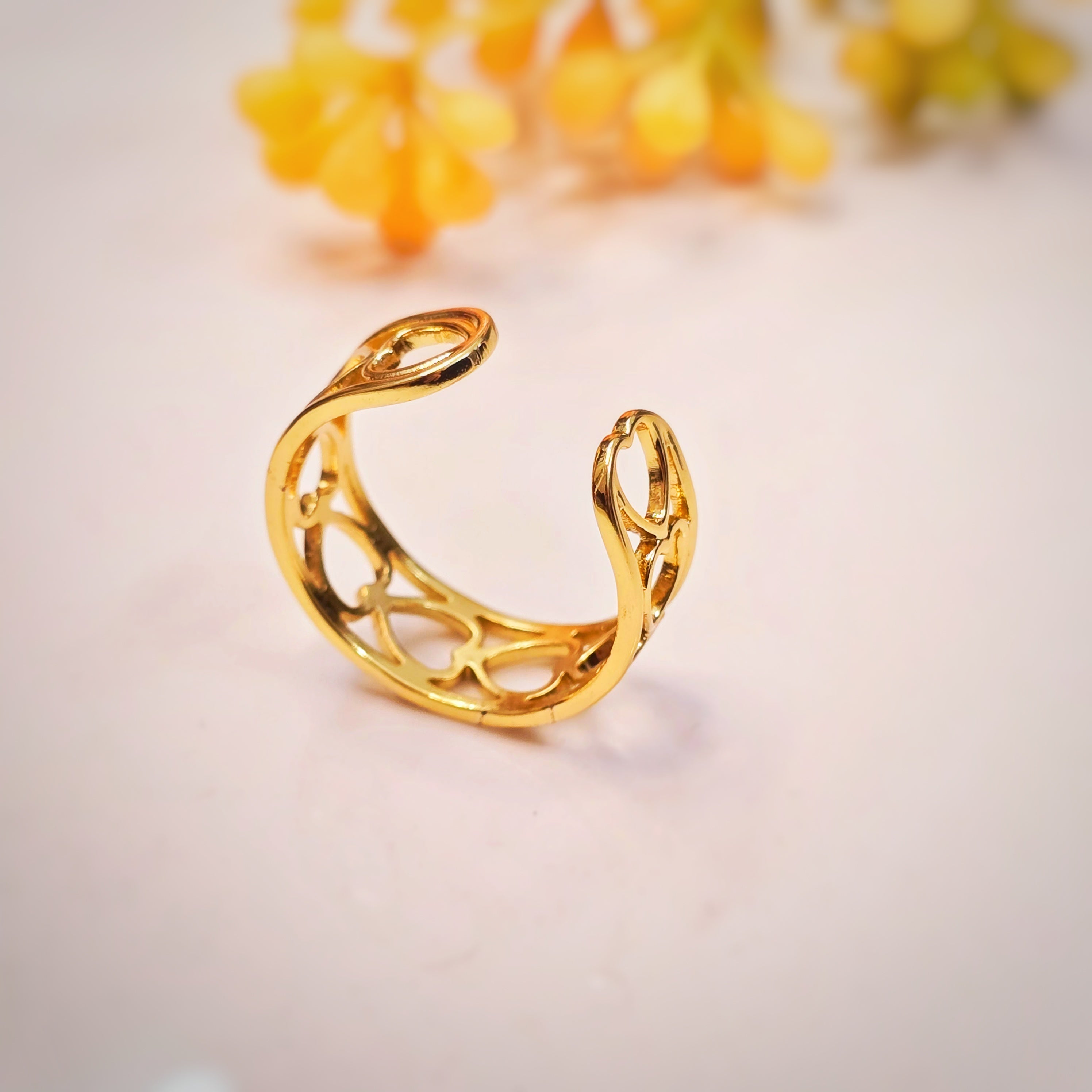 Adorniv Golden HeartGlow Adjustable Ring