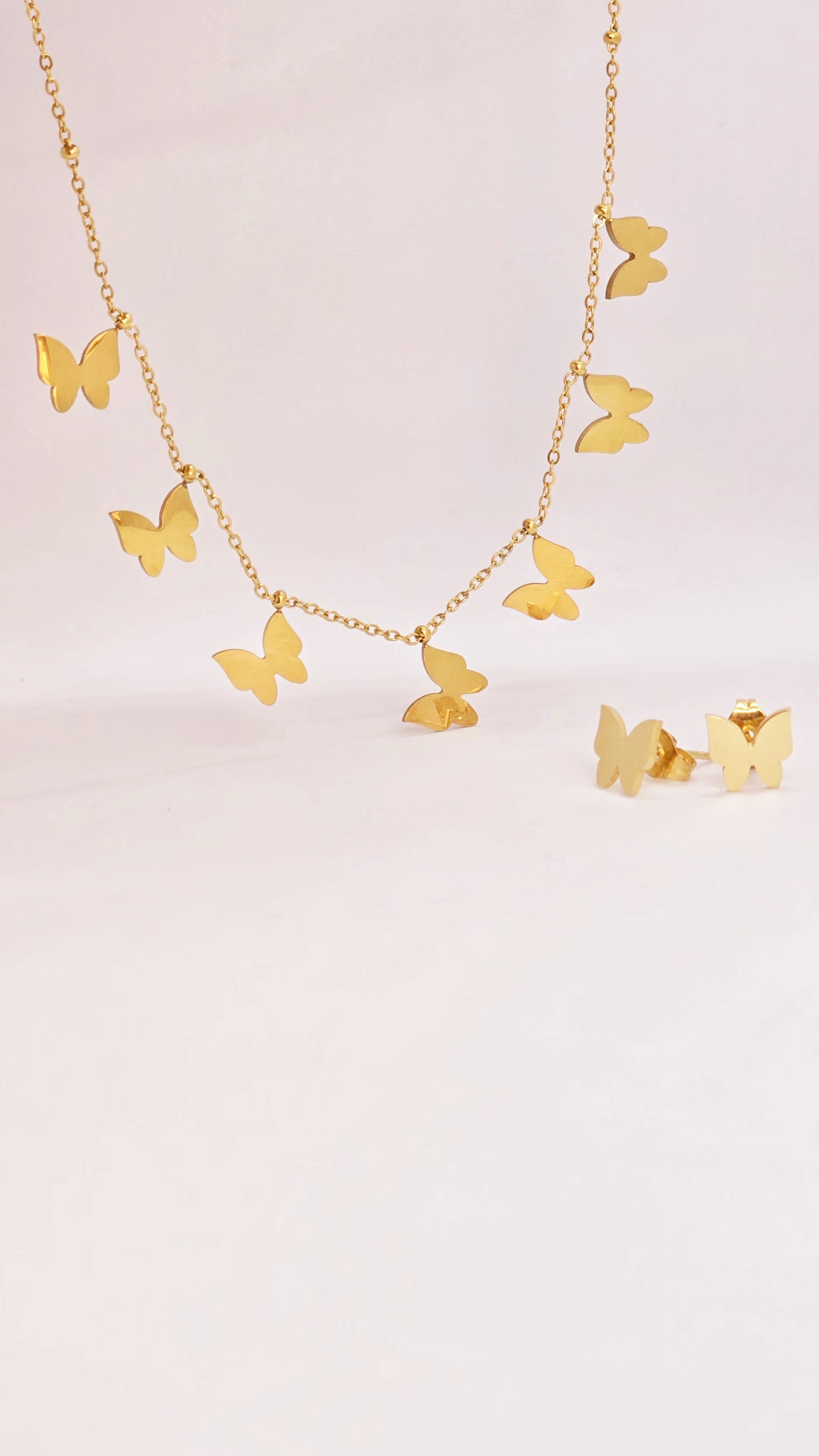 Adorniv Golden Butterfly Necklace & Earring Set – Flutter Grace Edition