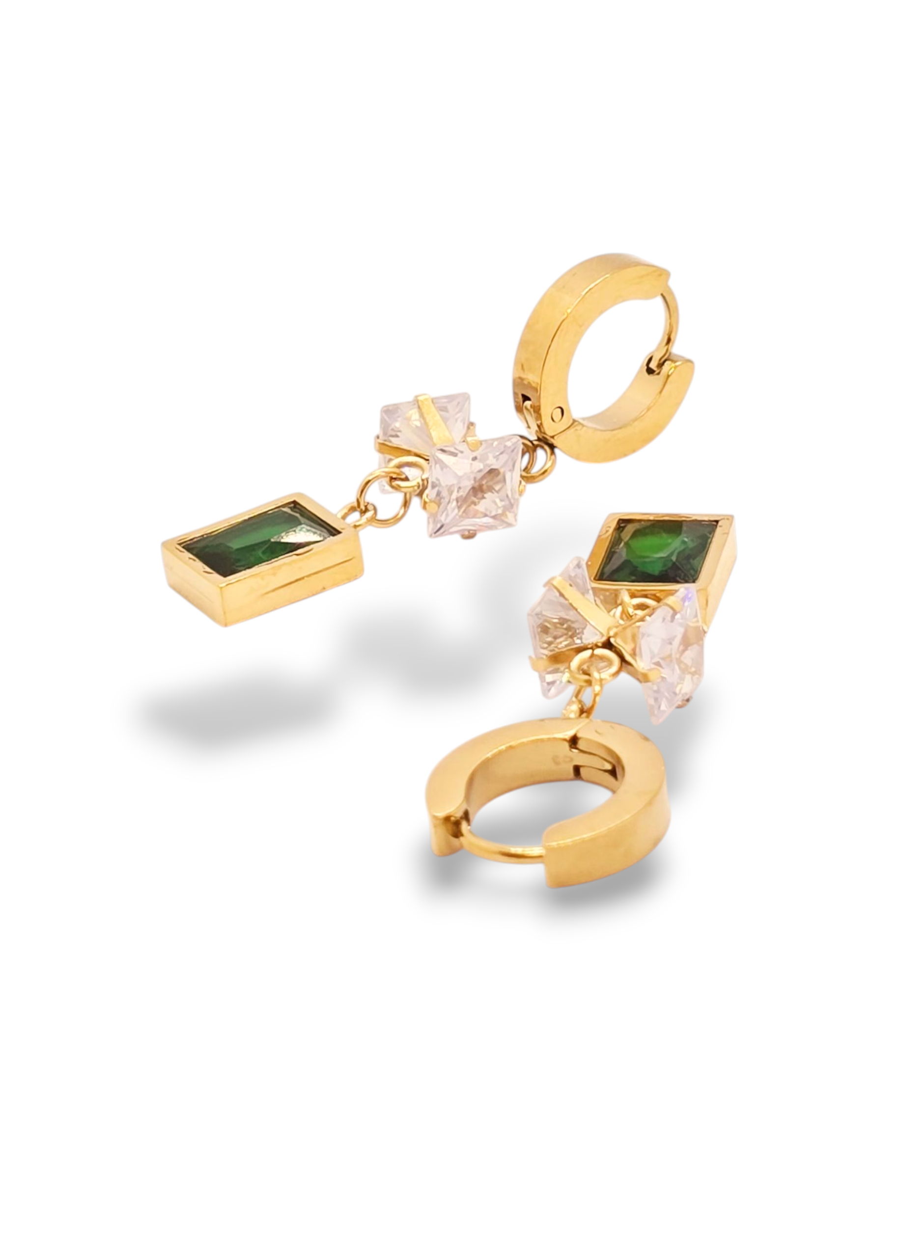 Adorniv Emerald Dangle Hoop Earrings – Luxe Green Gold