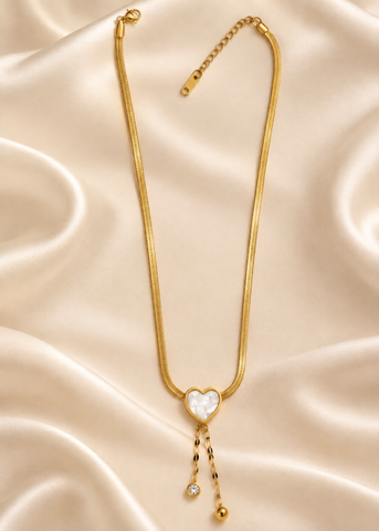 Pearl Heart Drop Necklace