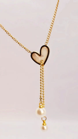 Adorniv Heart Pearl Drop Chain