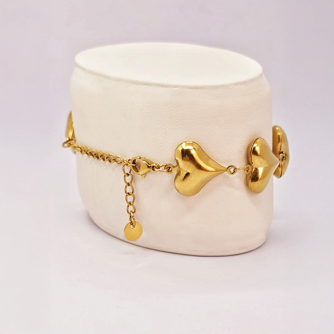 Adorniv Golden Charm Heart Link Bracelet