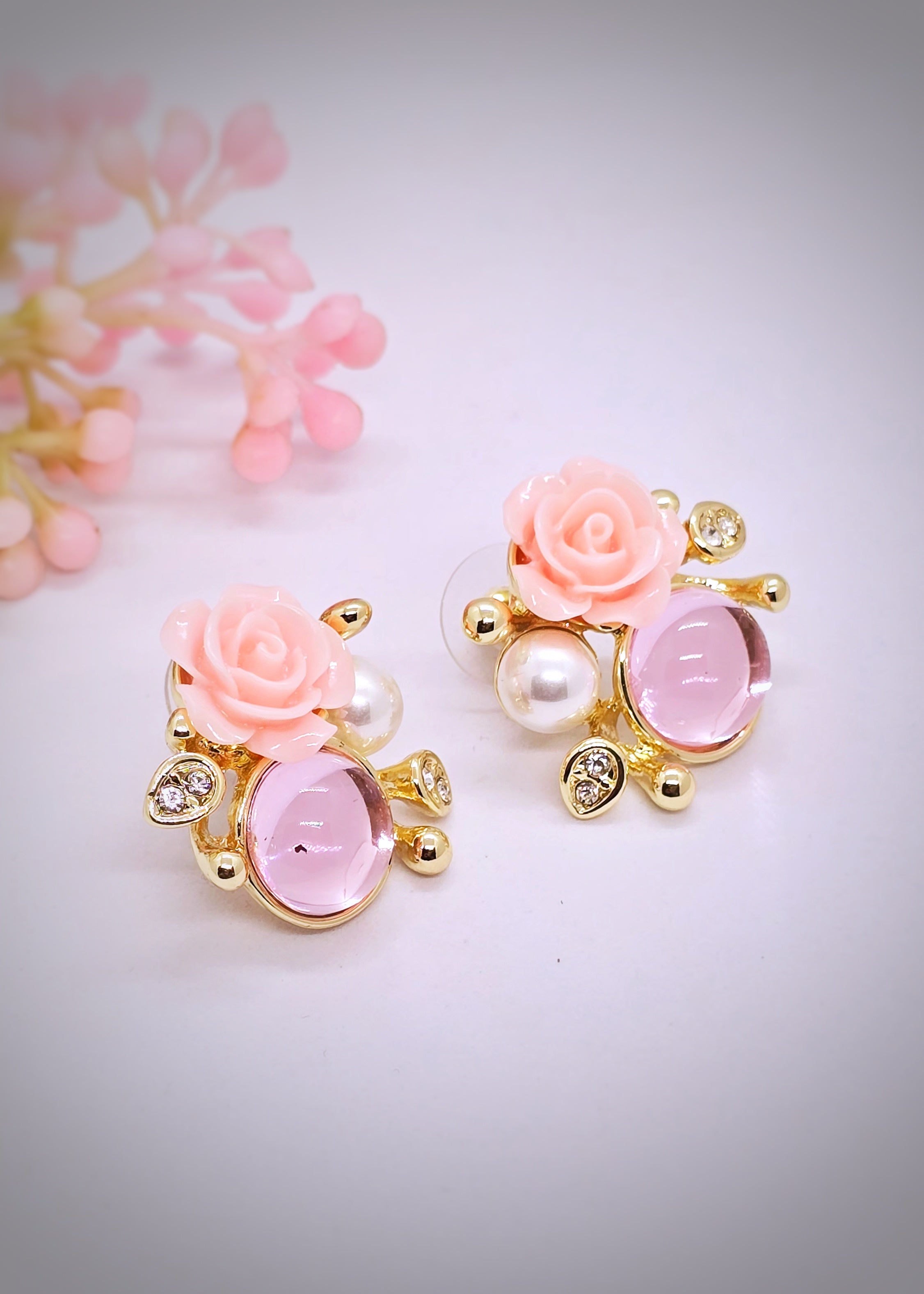 Adorniv Rosé Elegance Premium Necklace & Earrings Set