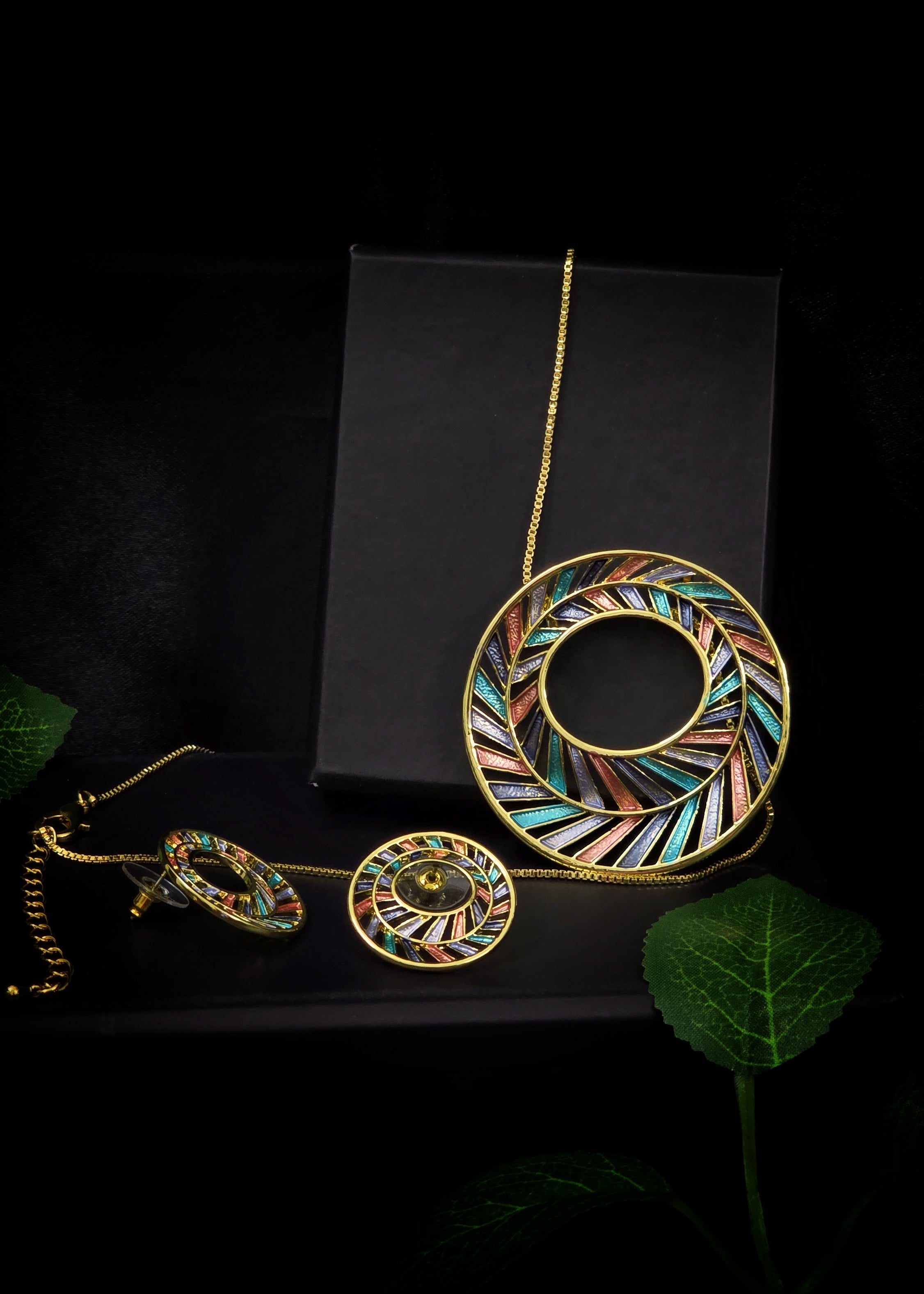 Adorniv Luxe Circle Symphony Premium Set – Necklace & Earrings Combo