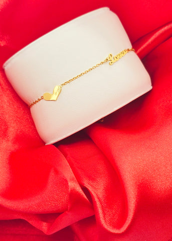 Adorniv Golden Heart & Love Chain Bracelet
