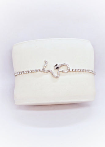 Silver Snake CZ Adjustable Bracelet – Bold Yet Chic