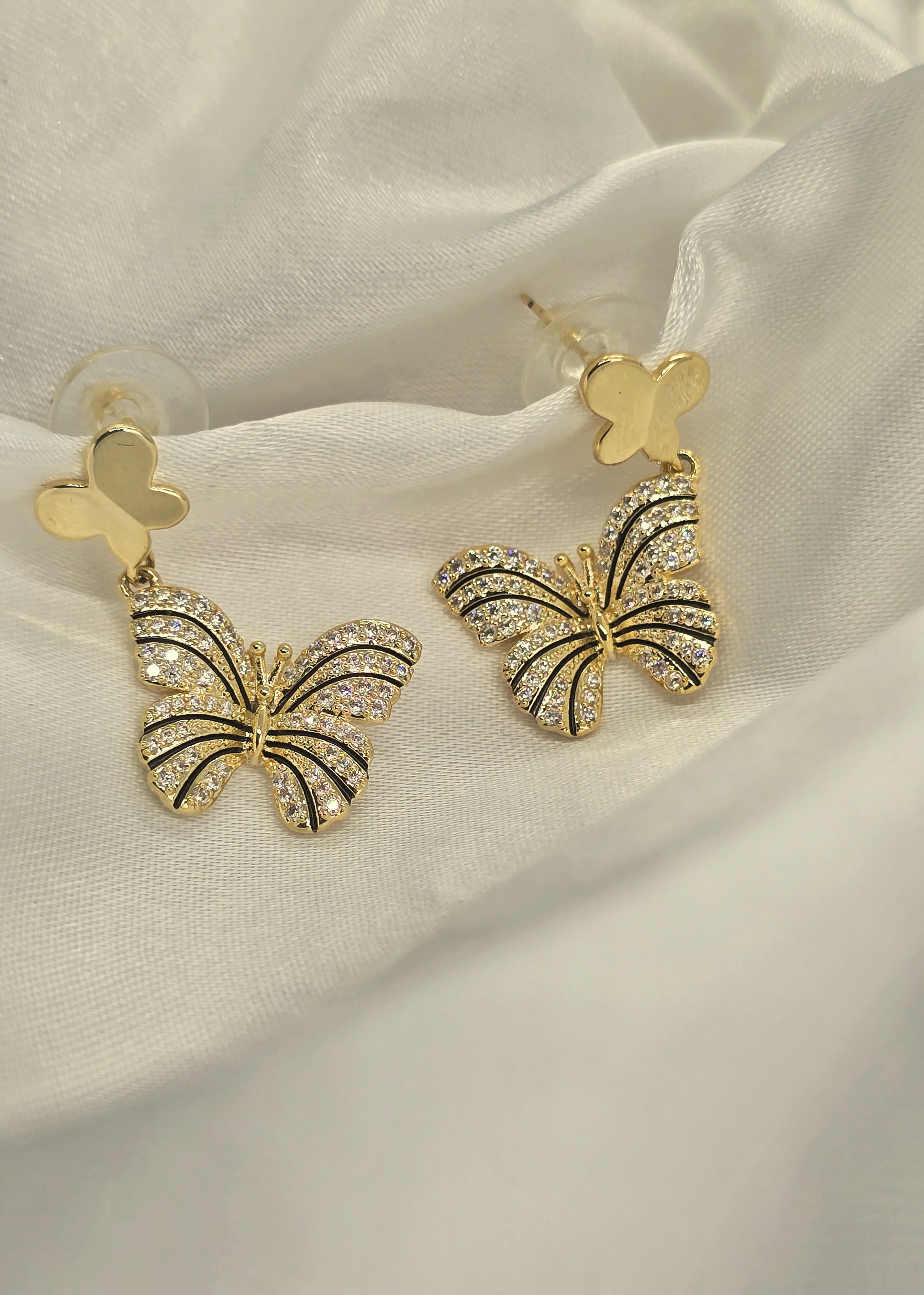Adorniv Golden Butterfly Pavé Earrings – Shine & Flutter Edition