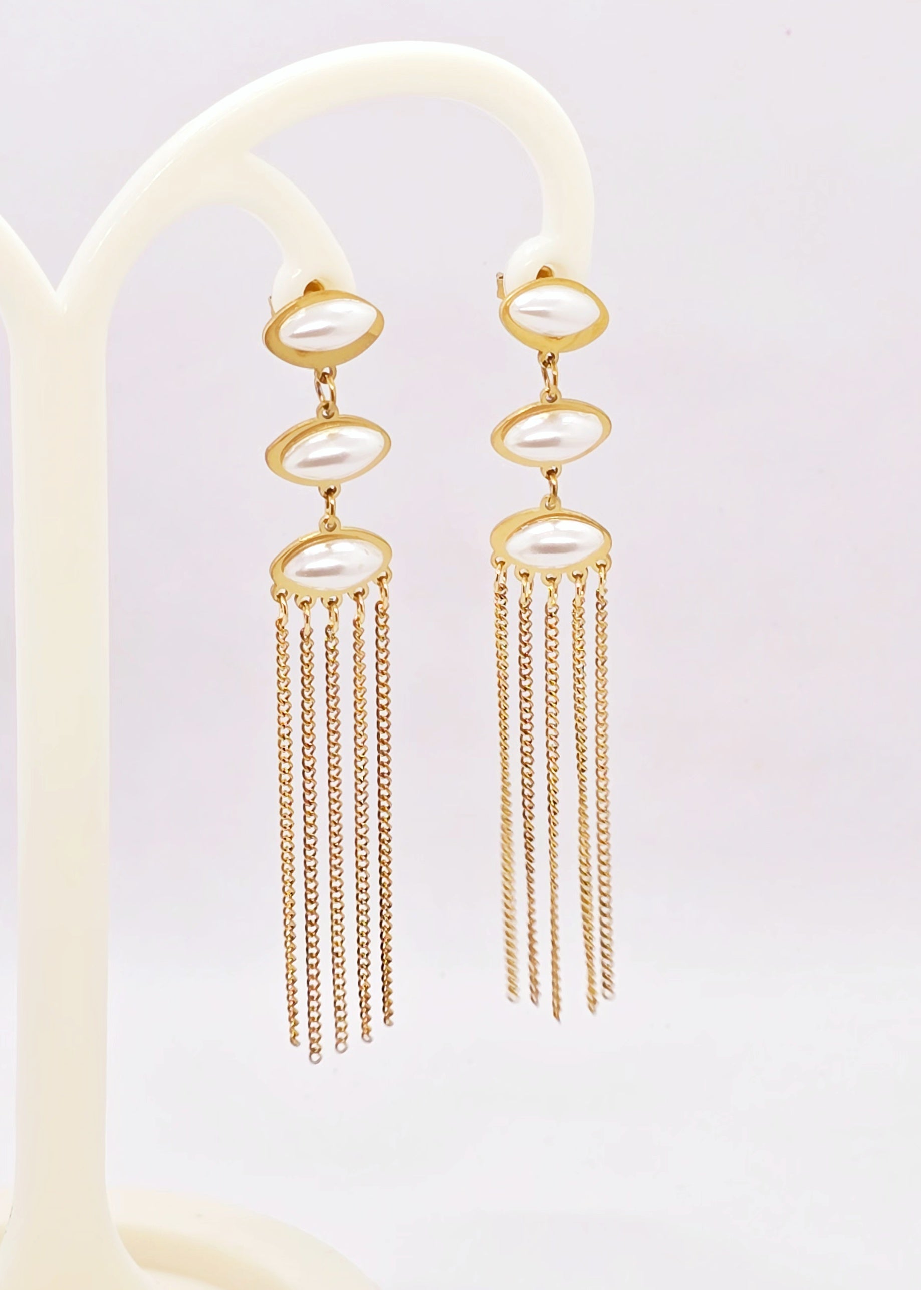 Adorniv Celeste Pearl Tassel Earrings