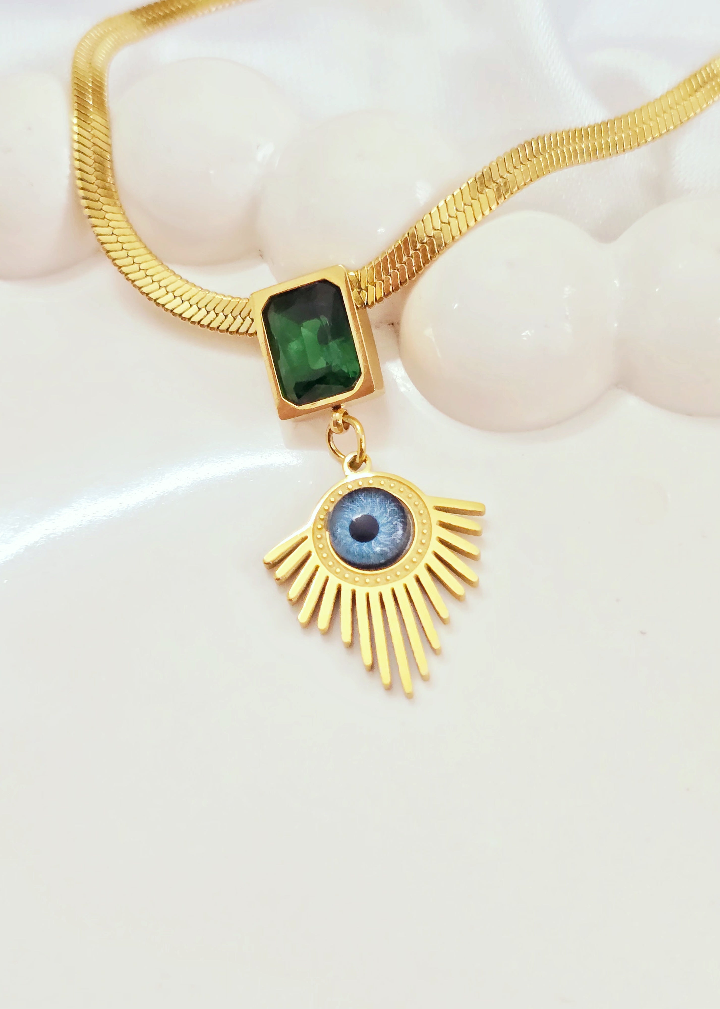 Adorniv Emerald Luxe Trio Set – Necklace, Earrings & Bracelet
