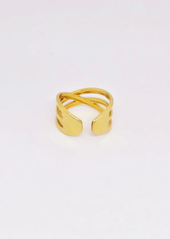 Golden Criss-Cross Luxe Adjustable Ring