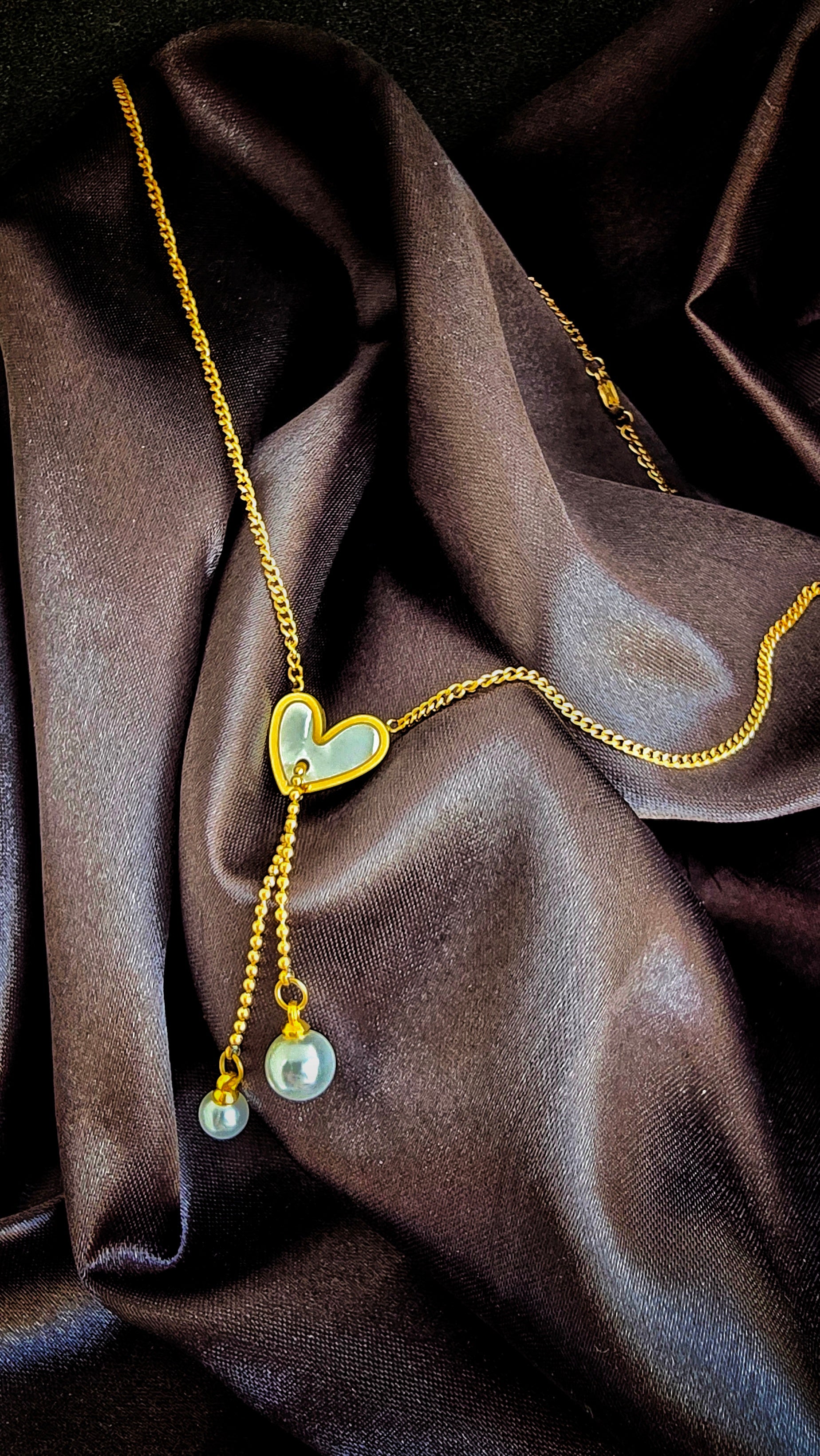 Adorniv Heart Pearl Drop Luxe Chain