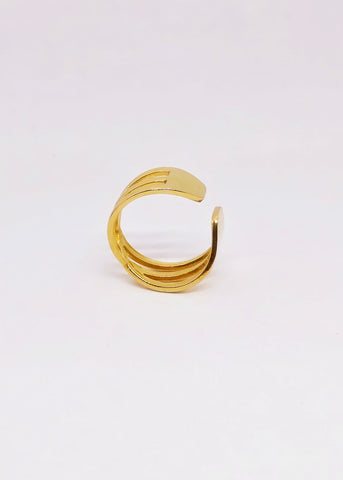 Golden Criss-Cross Luxe Adjustable Ring