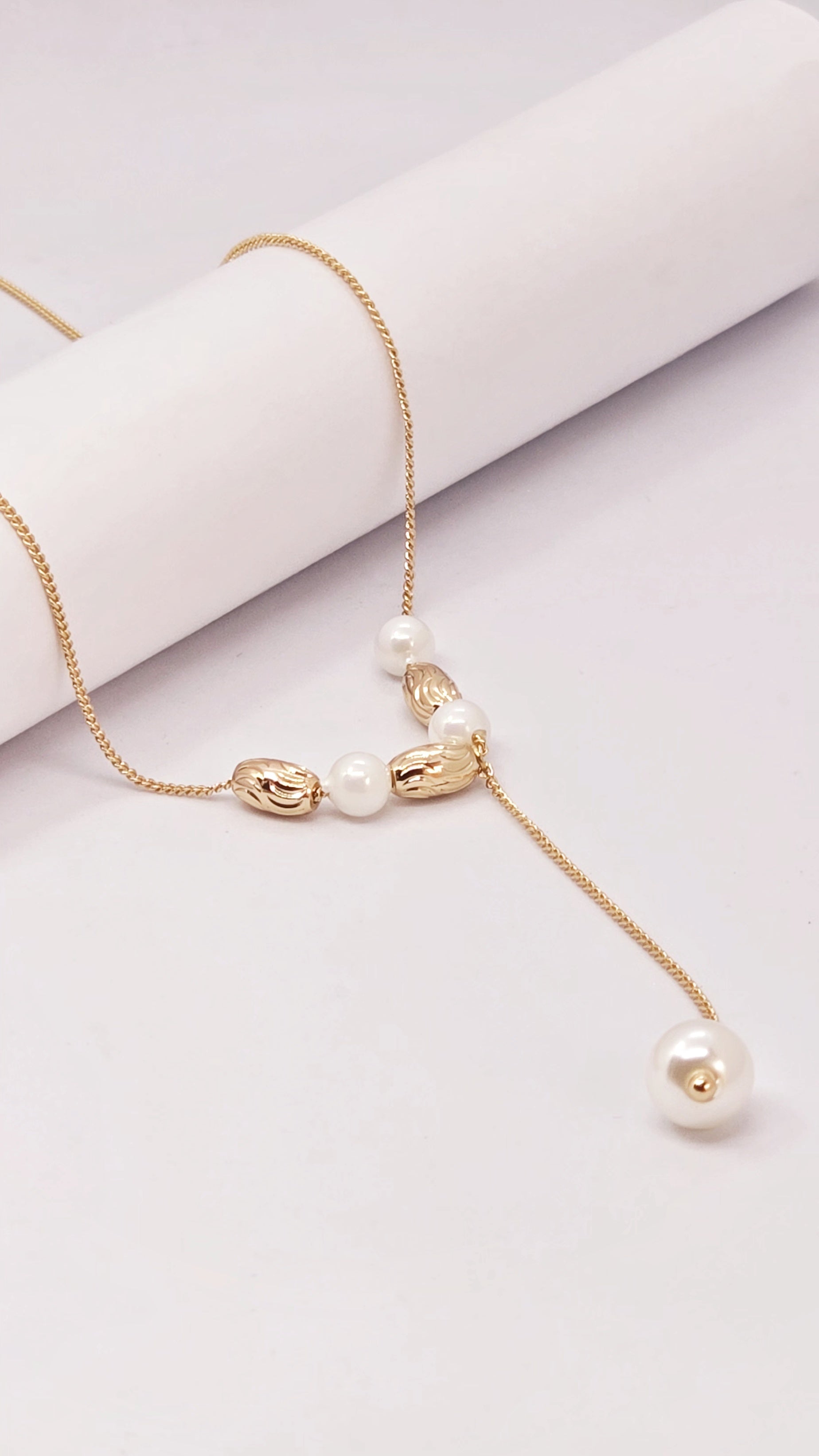 Adorniv Graceful Gold Pearl Bead Necklace