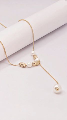 Adorniv Graceful Gold Pearl Bead Necklace