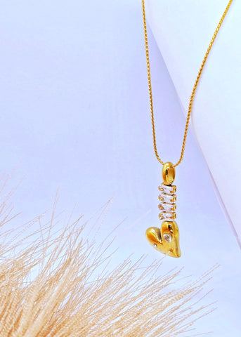 Adorniv Golden Heartline Pendant Necklace