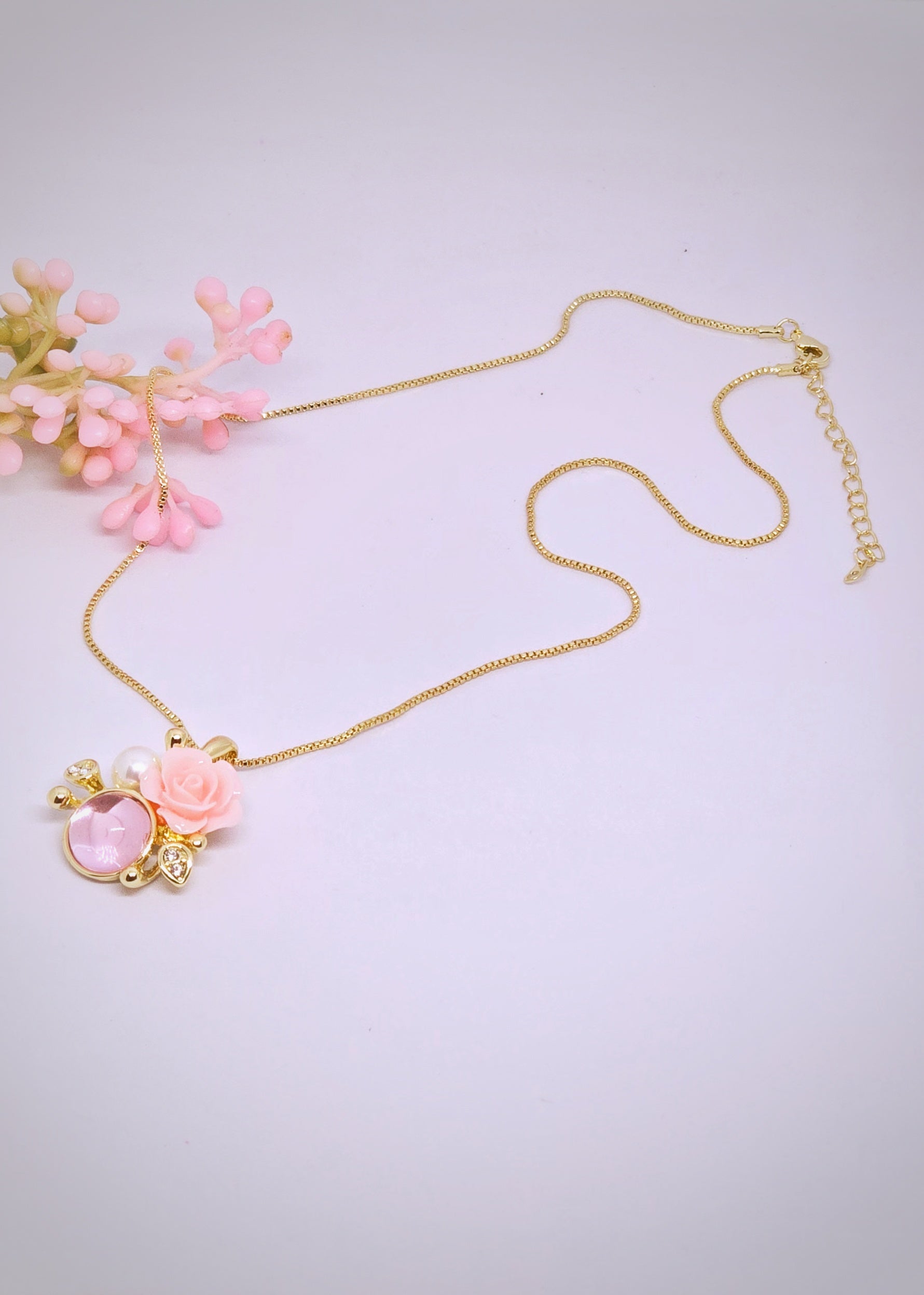Adorniv Rosé Elegance Premium Necklace & Earrings Set