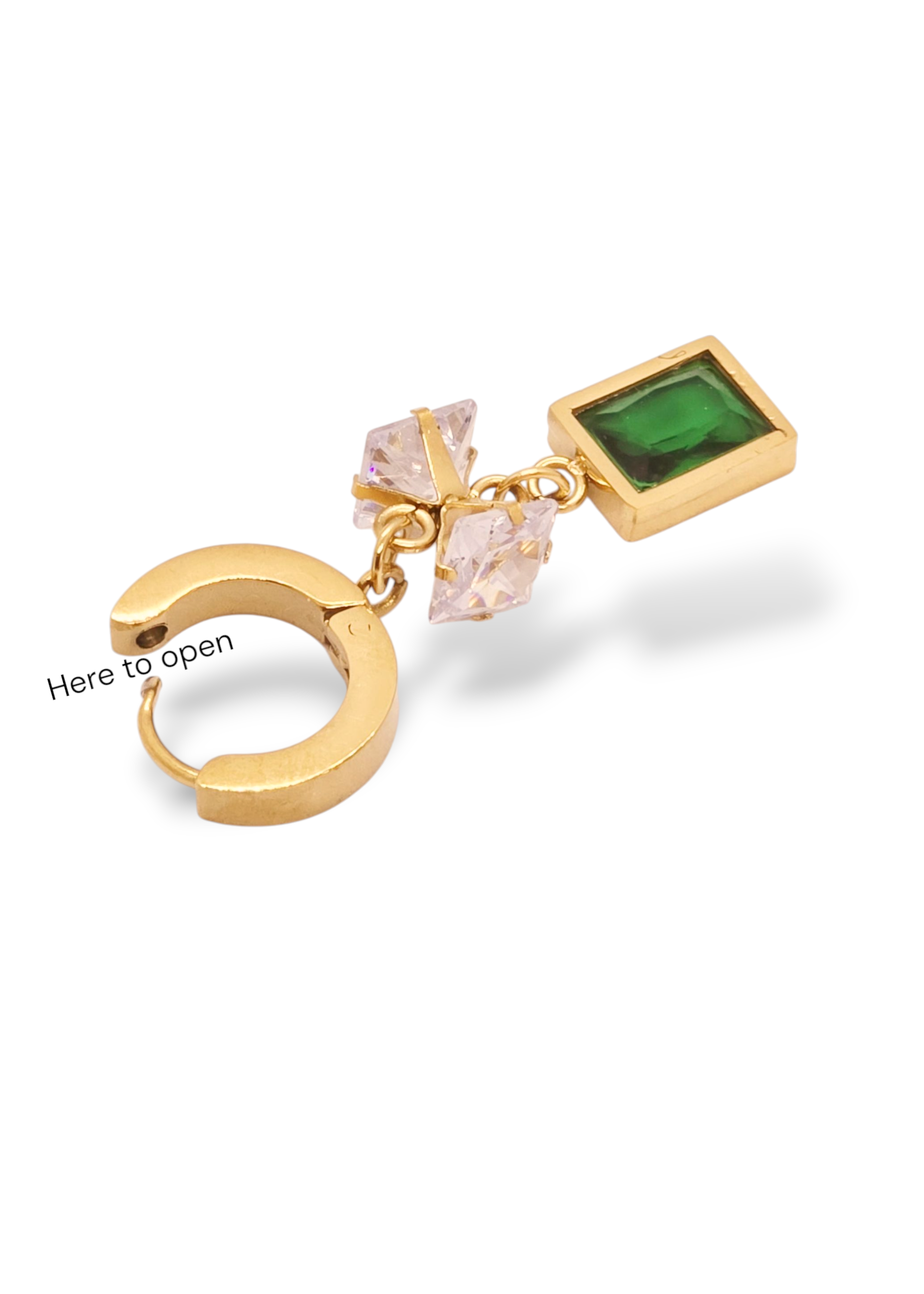Adorniv Emerald Dangle Hoop Earrings – Luxe Green Gold
