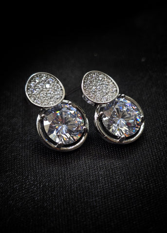 Adorniv Dual Spark Stud Earrings – Silver Radiance