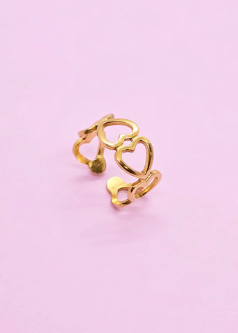 Adorniv Golden Hearts of Love Ring
