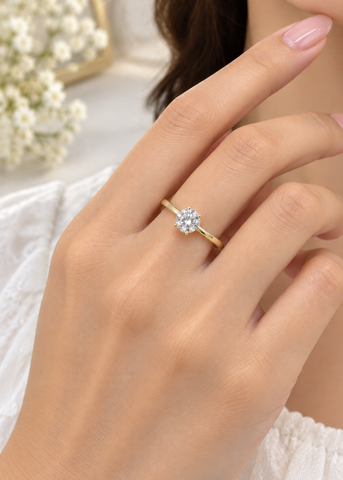 Classic Round Crystal Solitaire Ring
