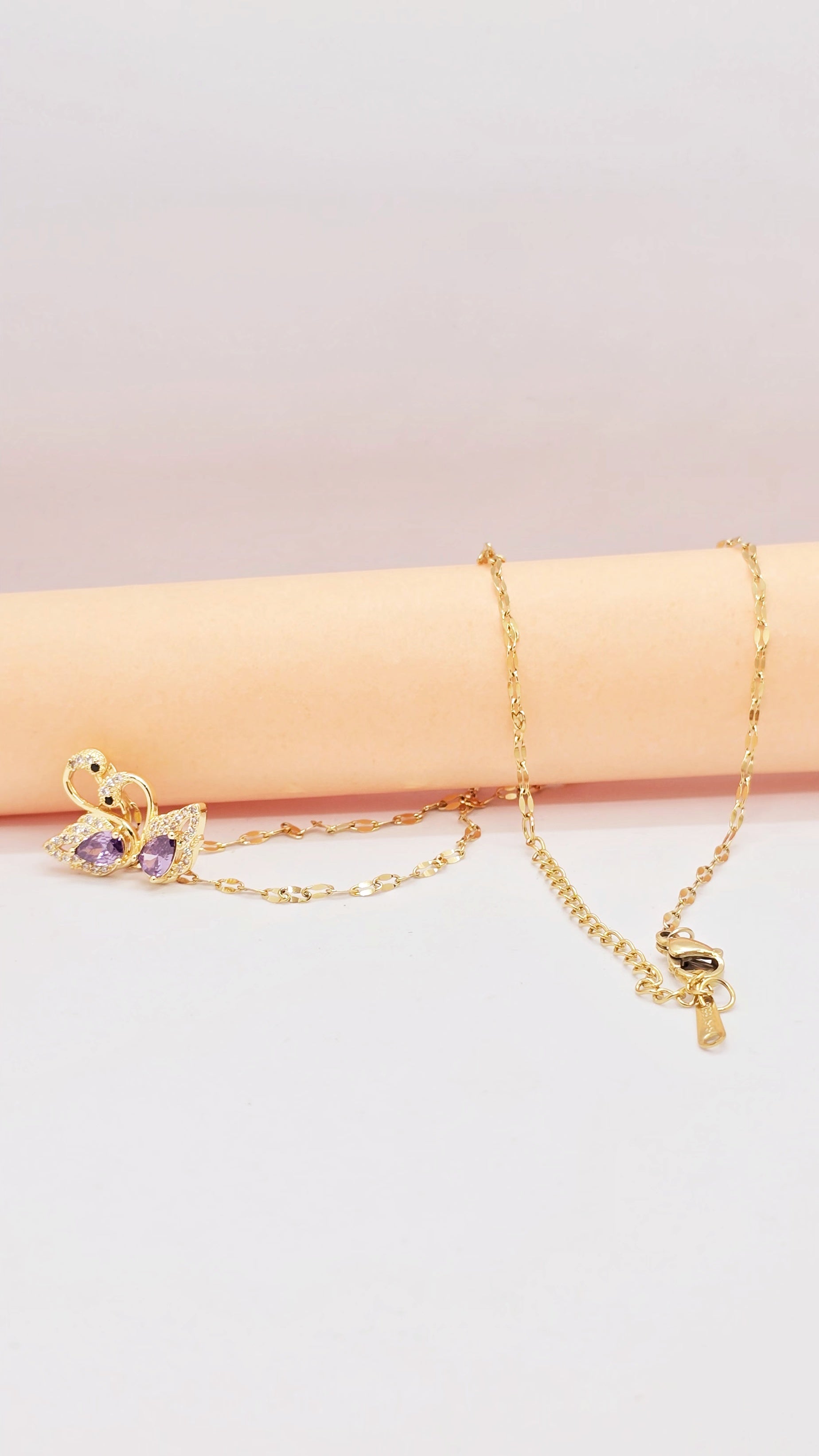 Adorniv Elegant Swan Love Pendant Necklace – Amethyst Sparkle Edition
