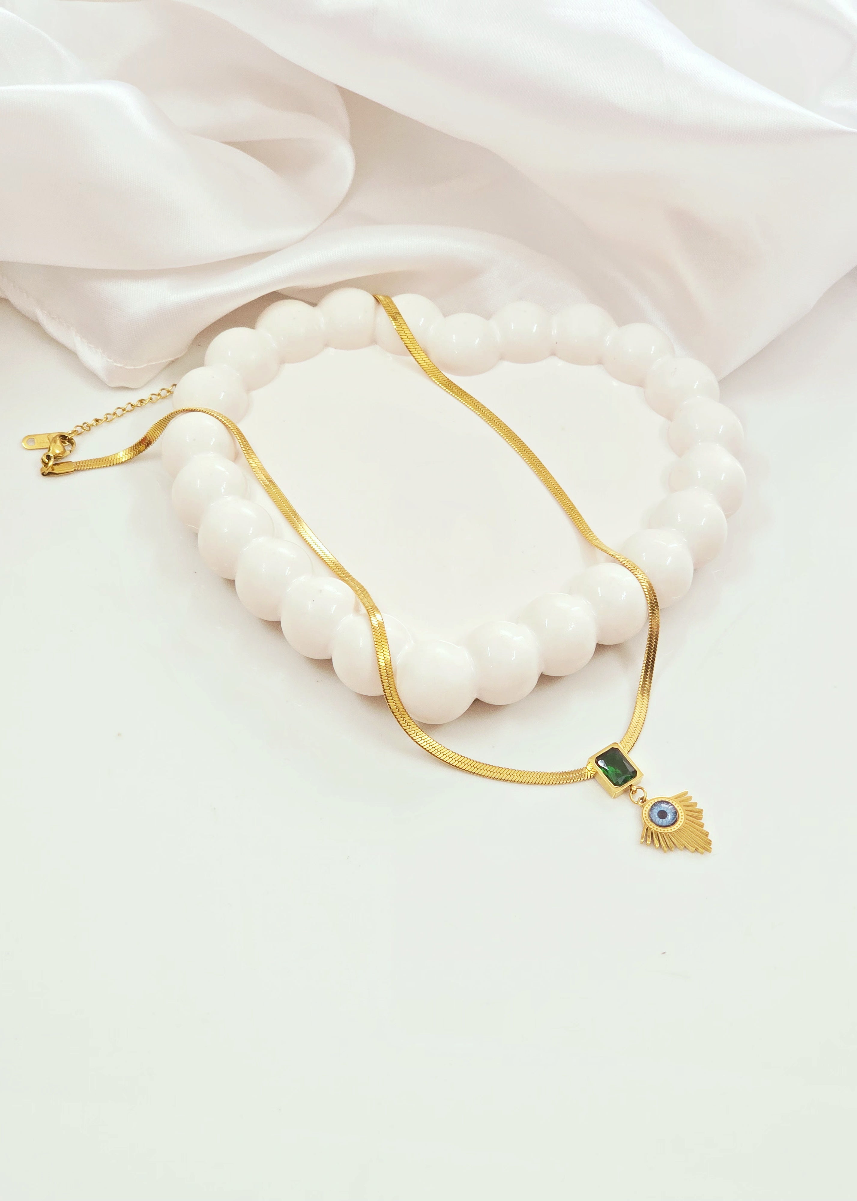 Adorniv Emerald Luxe Trio Set – Necklace, Earrings & Bracelet