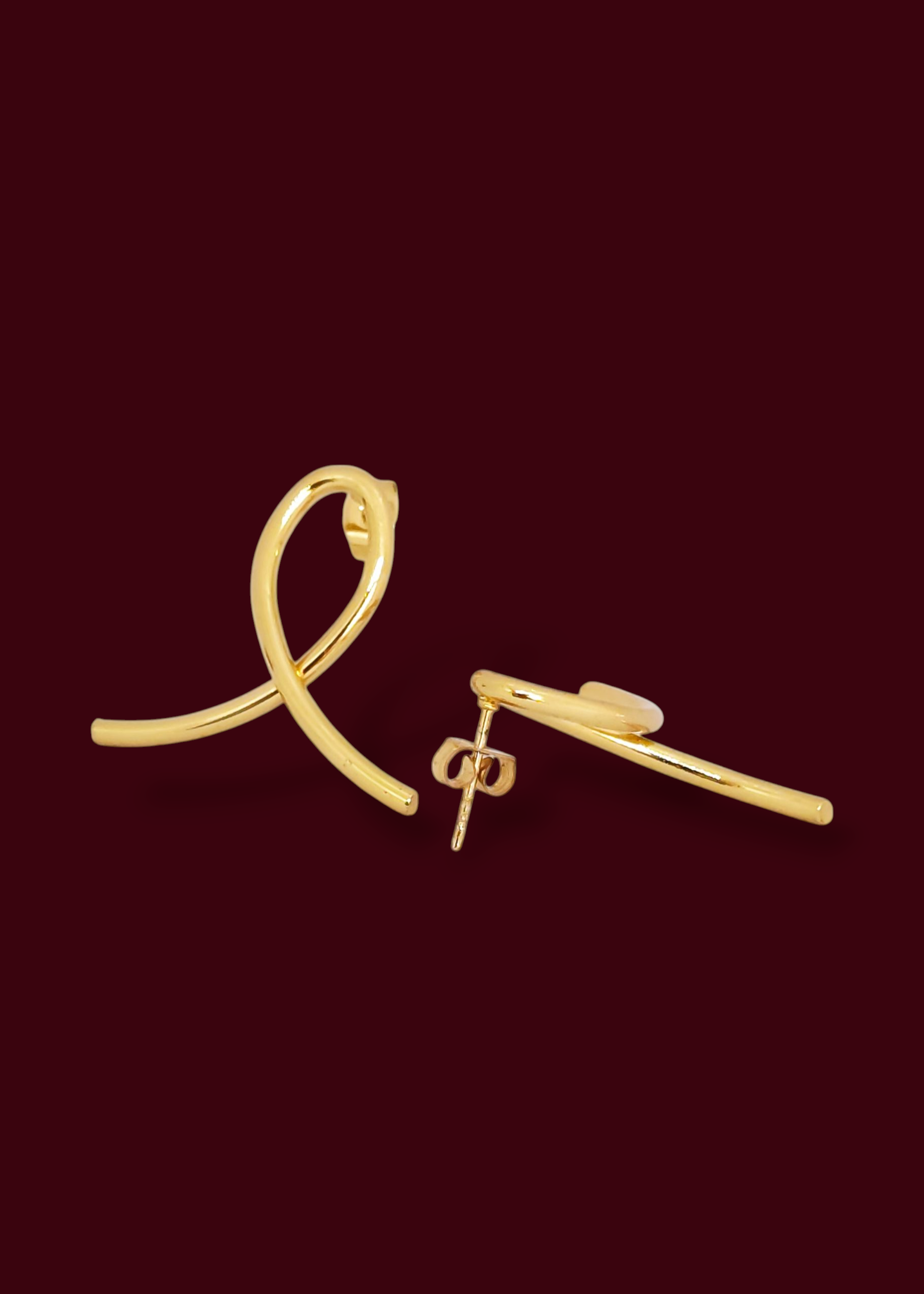 Adorniv Golden Ribbon Twist Earrings