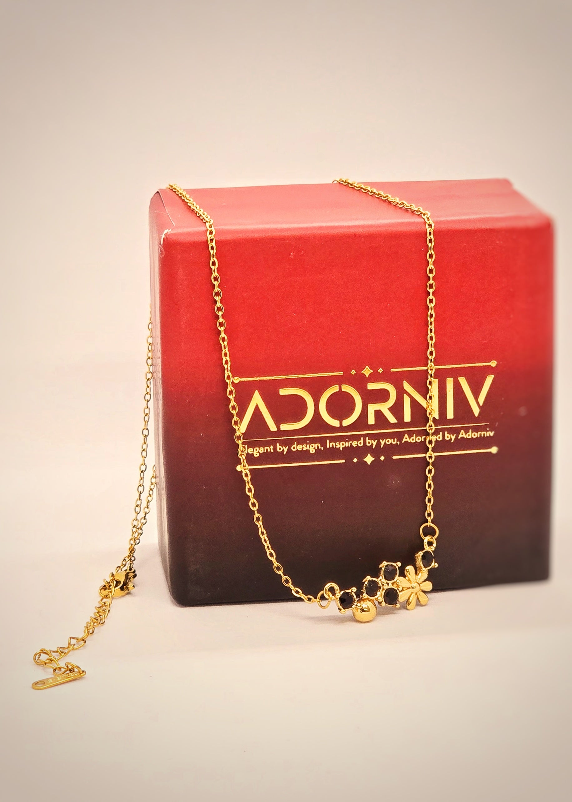 Adorniv Black Blossom Pendant Necklace