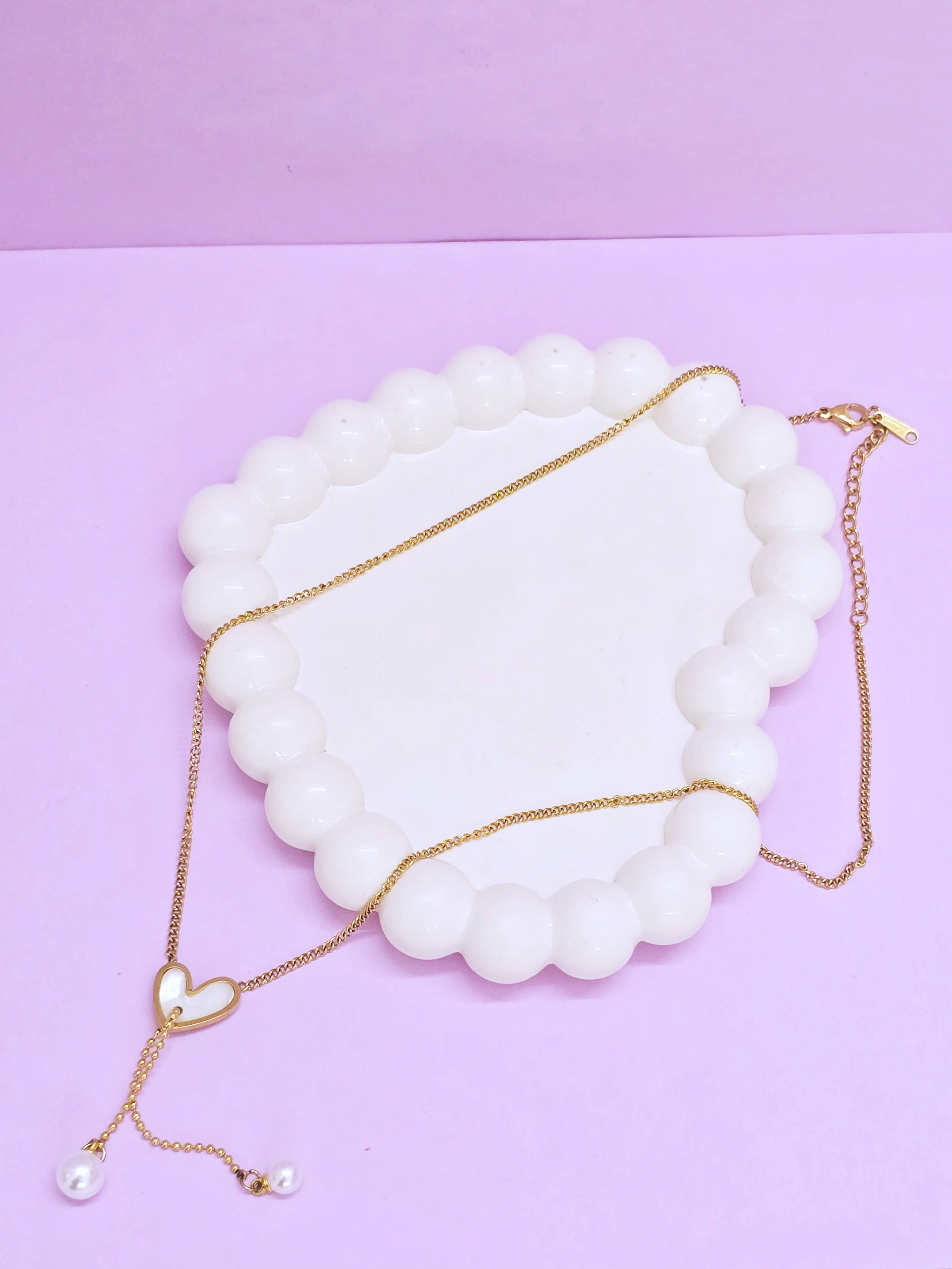 Adorniv Eternal Heart Gift Set - Heart Glow Bangle Bracelet+ Heart Pearl Drop Luxe Chain