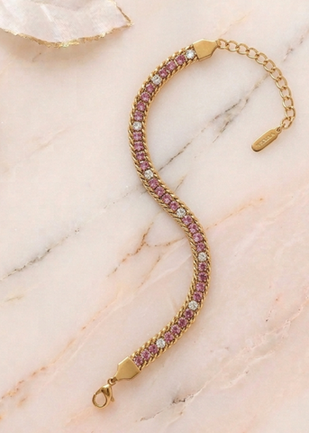 Pink Crystal Tennis Bracelet