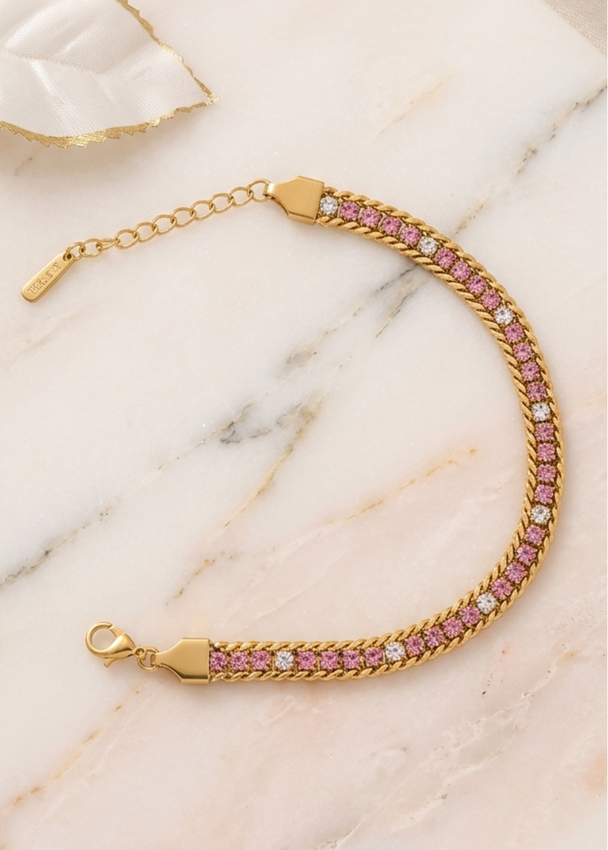 Pink Crystal Tennis Bracelet