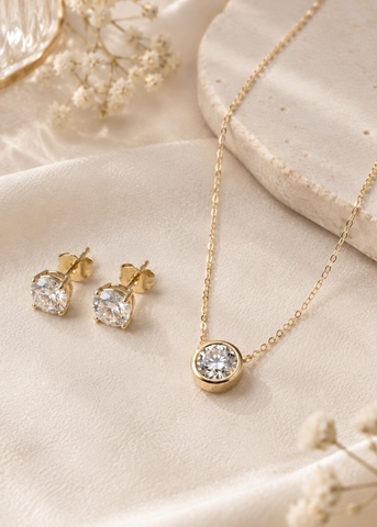 Round Crystal Necklace & Earring Set