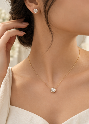 Round Crystal Necklace & Earring Set